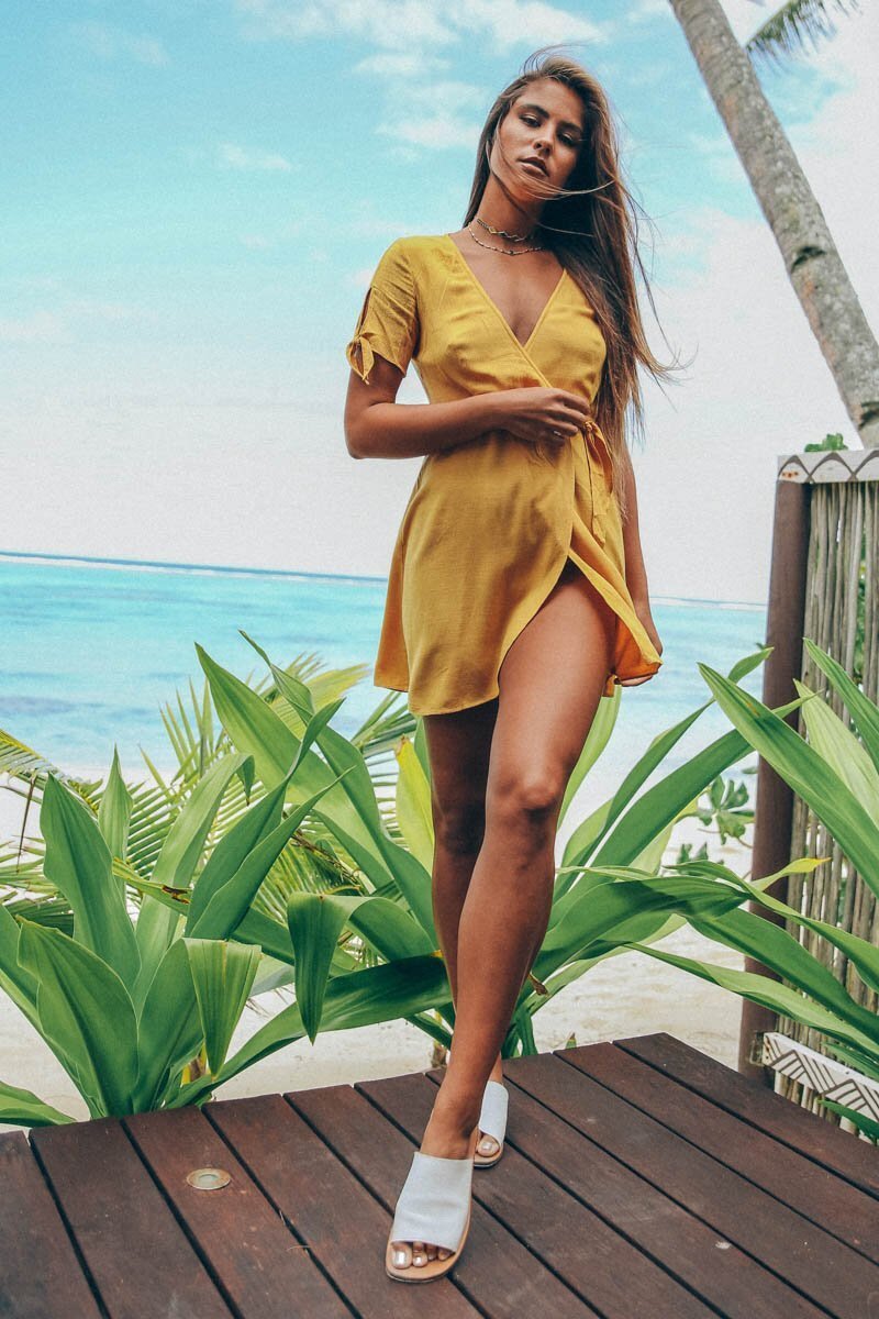 LEONI DRESS - MUSTARD - Fashion Flash Boutique