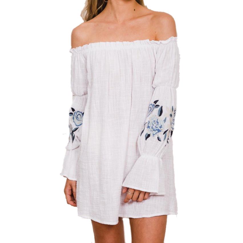 Tully Off Shoulder Dress | White